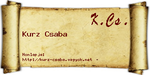 Kurz Csaba névjegykártya